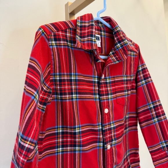 Janie & Jack Boys Red Plaid Button-Up Shirt Size 3 Long Sleeve Collared Top - Picture 2 of 8